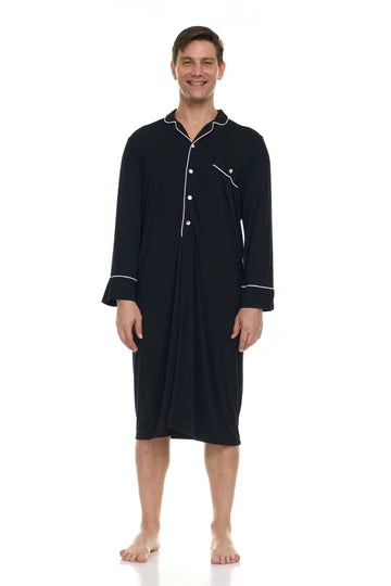 Men’s Micro Modal Nightshirt – Black | Symmar Dream Collection