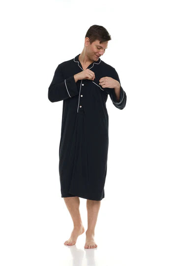 Men’s Micro Modal Nightshirt – Black | Symmar Dream Collection
