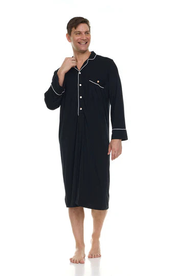 Men’s Micro Modal Nightshirt – Black | Symmar Dream Collection