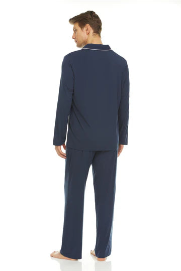 Men’s Micro Modal Button-Front Pajamas – Navy | Symmar Dream Collection