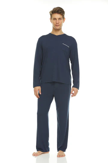 Men’s Micro Modal V-Neck Pajamas – Navy | Symmar Dream Collection
