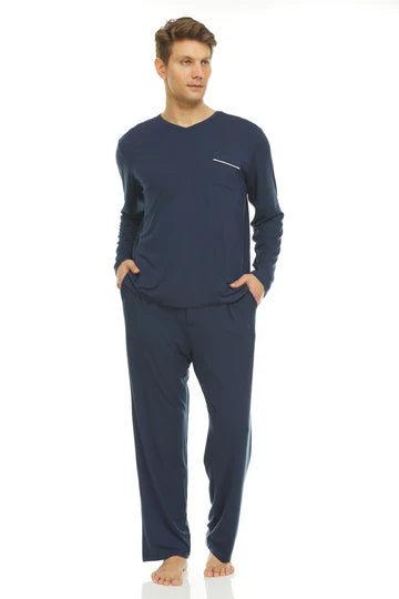 Symmar Micro Modal Button Down Pajamas - Navy