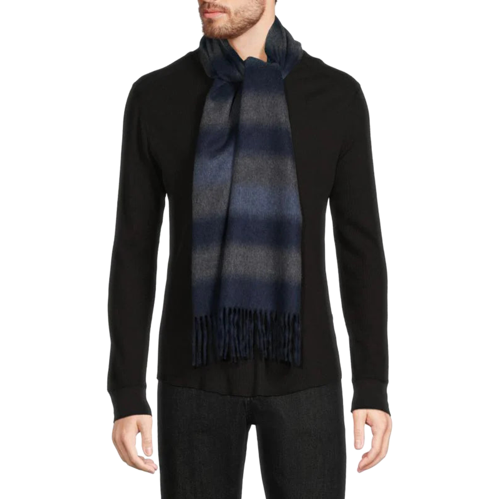 Saks Fifth Avenue | Navy Striped Ombre | Cashmere Scarf