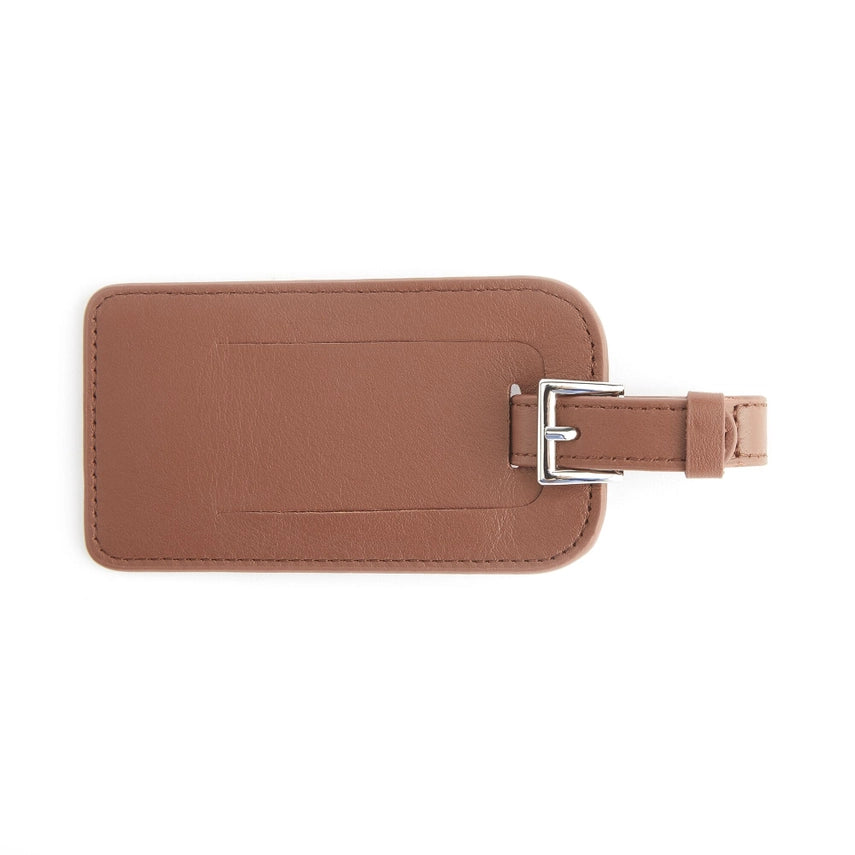 Signature Leather Luggage Tag | Tan Brown