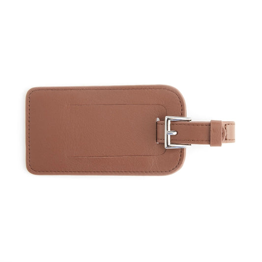 Signature Leather Luggage Tag | Tan Brown