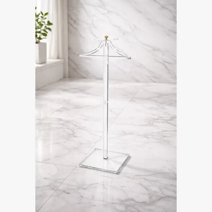 Clear Acrylic Slim Valet Stand | Brass Accent