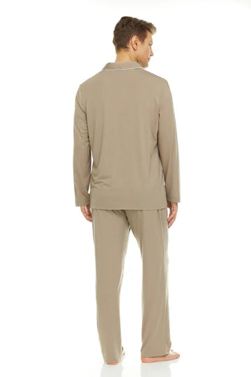 Men’s Micro Modal Button-Front Pajamas – Taupe | Symmar Dream Collection