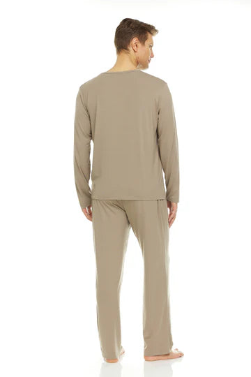 Men’s Micro Modal V-Neck Pajamas – Taupe | Symmar Dream Collection