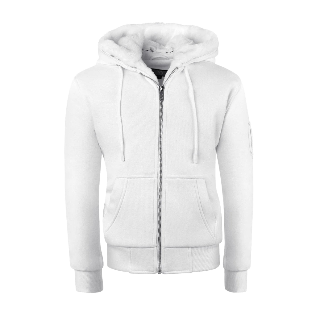 Men’s White Hoodie | Removable White Fur | T.O. Collection