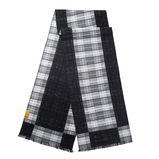 Ilmio Brushed Silk Scarf | Silver Grid