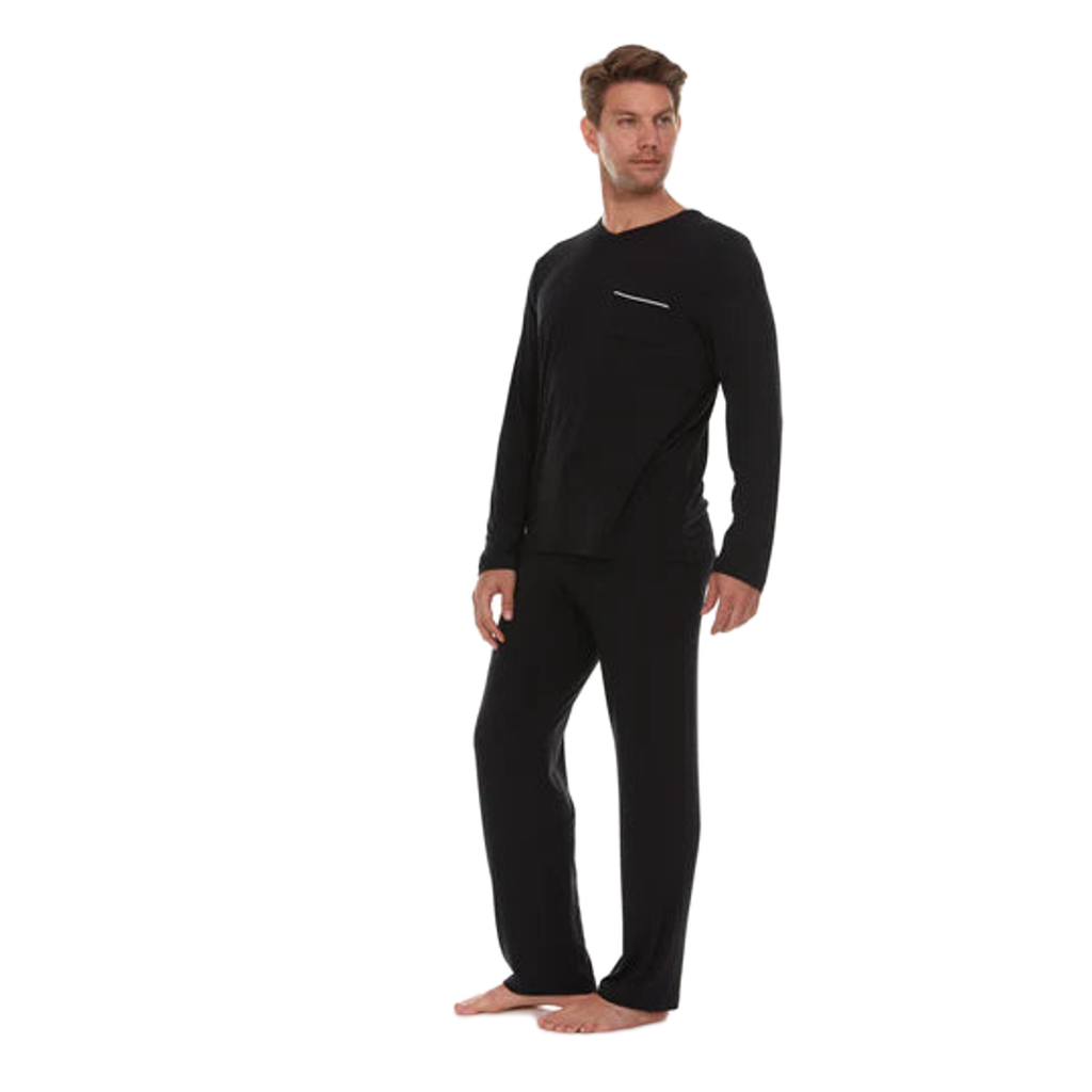Men’s Micro Modal V-Neck Pajamas – Black | Symmar Dream Collection