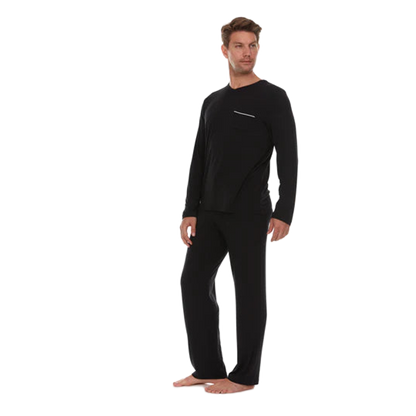 Men’s Micro Modal V-Neck Pajamas – Black | Symmar Dream Collection