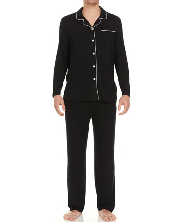 Men’s Micro Modal Button-Front Pajamas – Black | Symmar Dream Collection