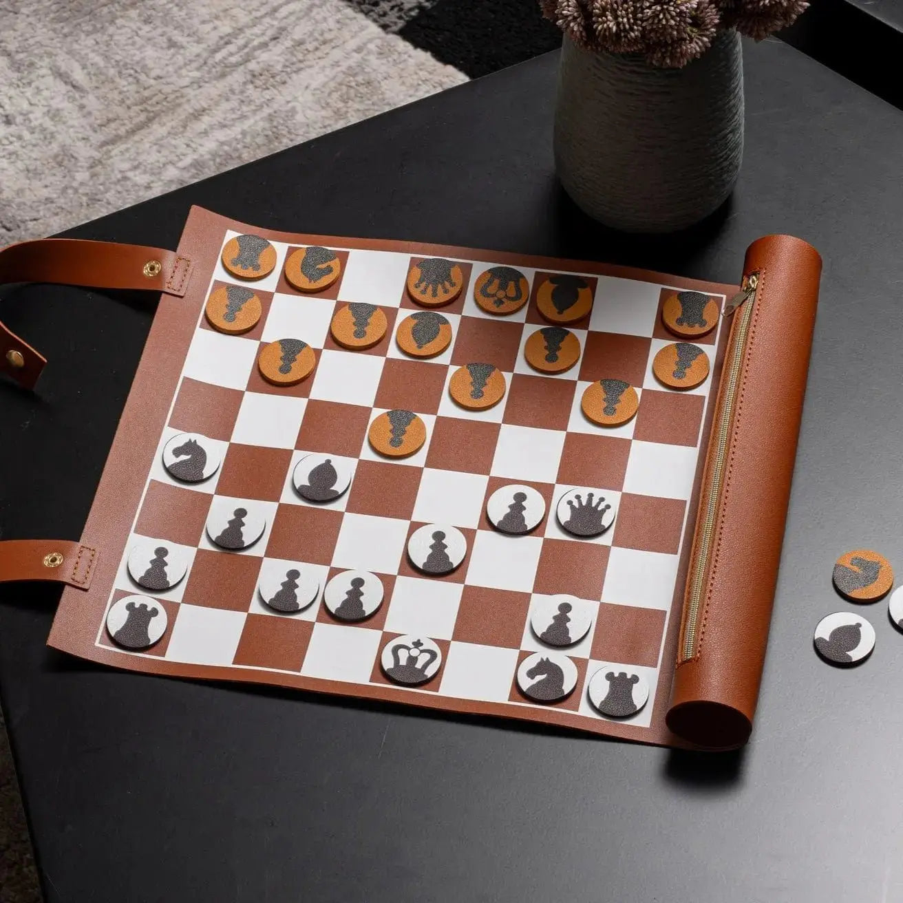 Leather Chess Roll Set