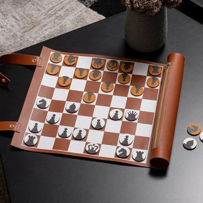 Leather Chess Roll Set