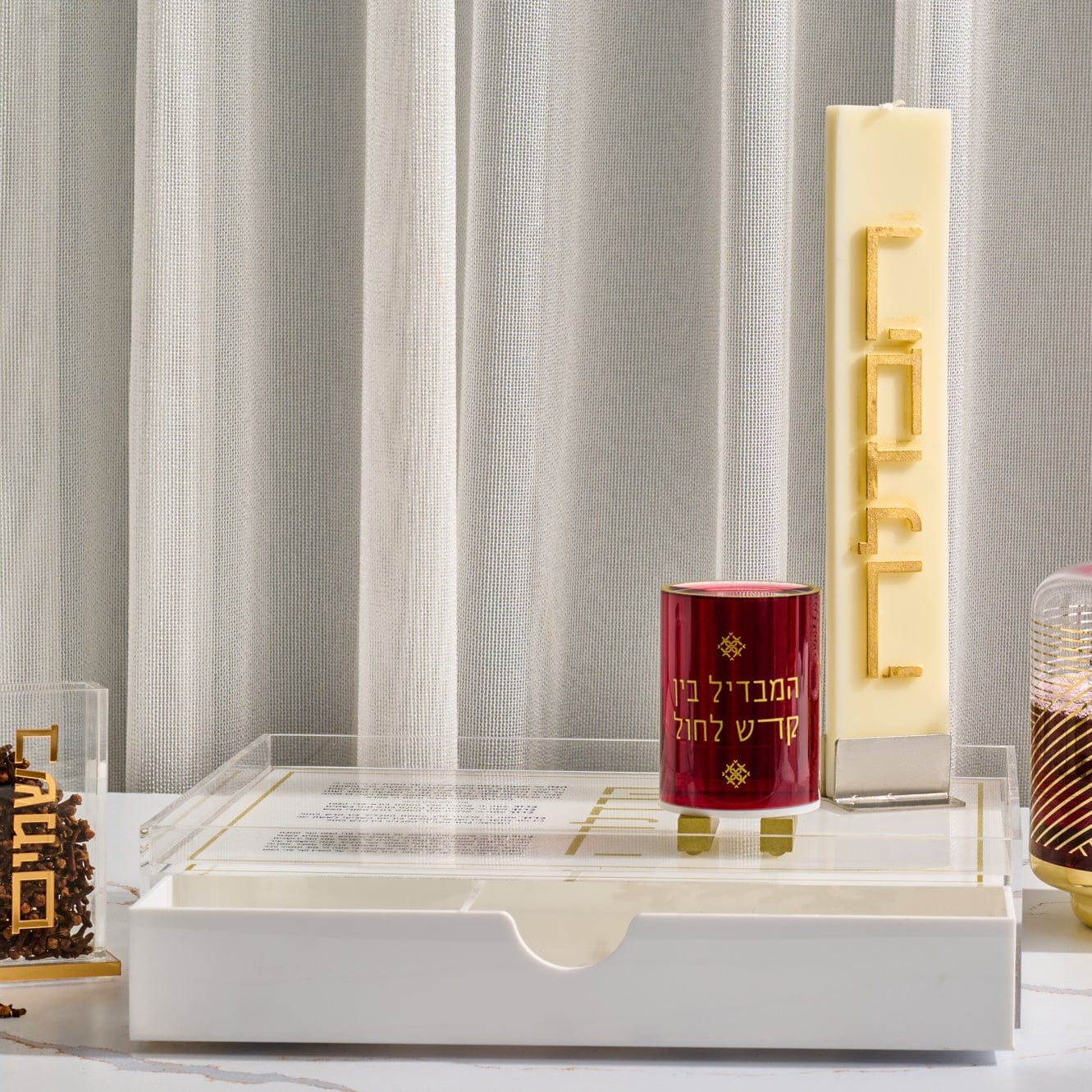Classic Havdalah Set with Drawer | Gold