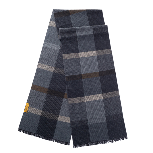 Ilmio Brushed Silk Scarf | Steel Plaid