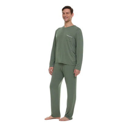 Men’s Micro Modal V-Neck Pajamas – Frost Green | Symmar Dream Collection
