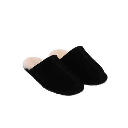 Ven Dave Leather & Beige Sheep Fur Slippers