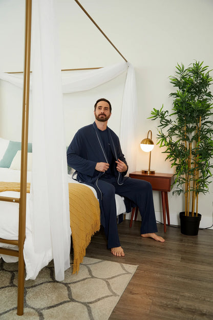Men’s Micro Modal Robe – Navy | Symmar Dream Collection