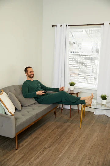 Men’s Micro Modal V-Neck Pajamas – Green | Symmar Dream Collection