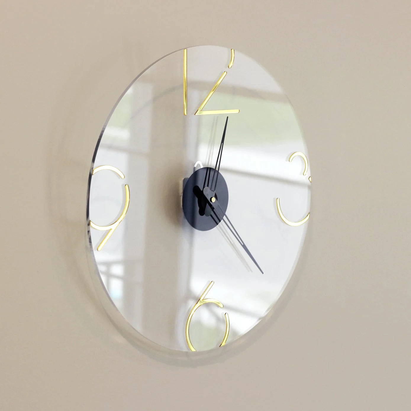 Number Clock | Lucite & Metal Wall Clock