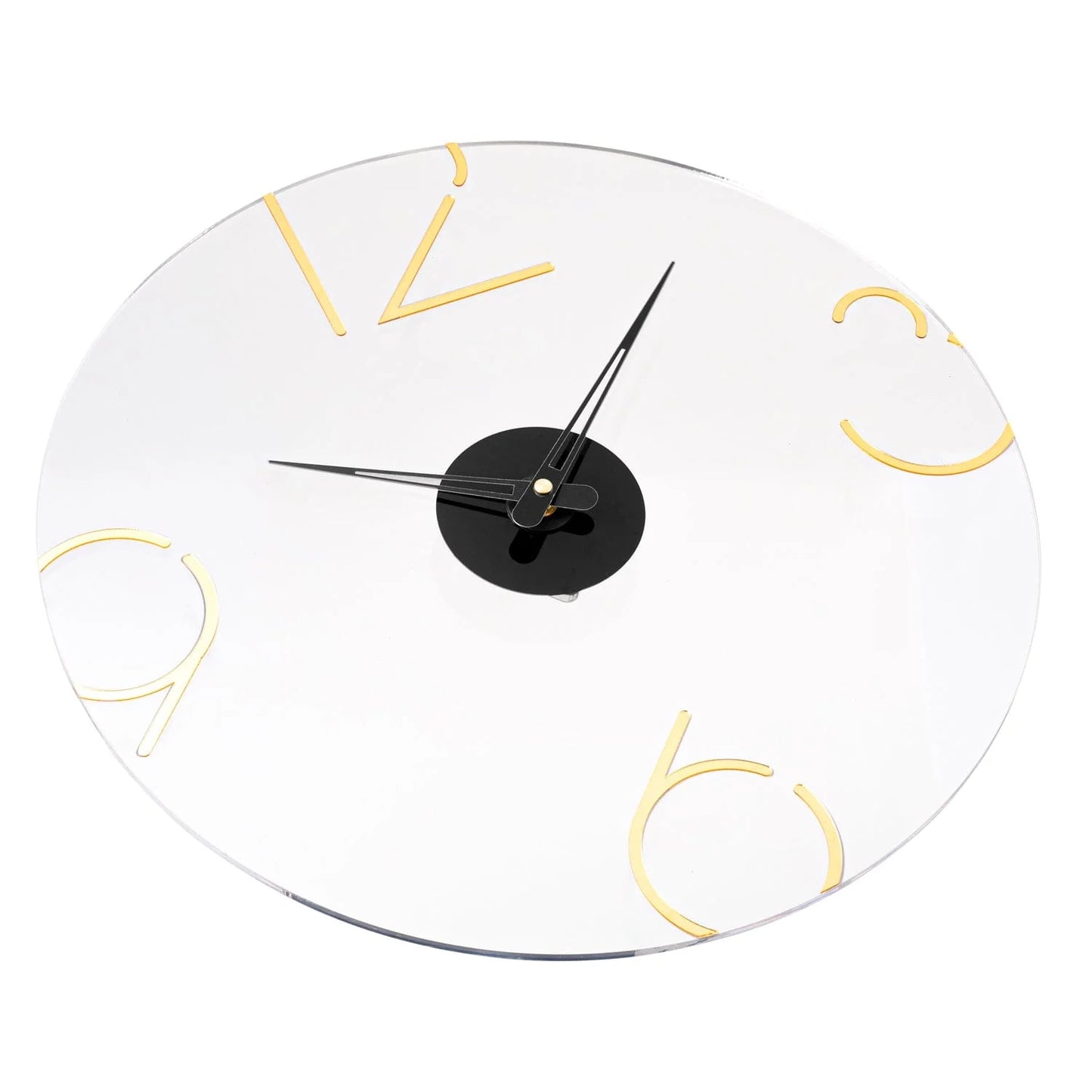 Number Clock | Lucite & Metal Wall Clock