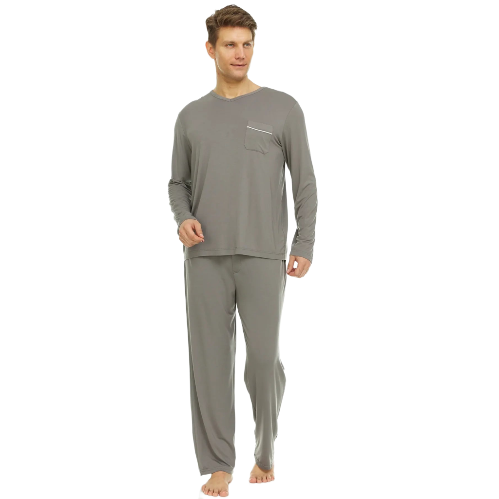 Men’s Micro Modal V-Neck Pajamas – Grey | Symmar Dream Collection