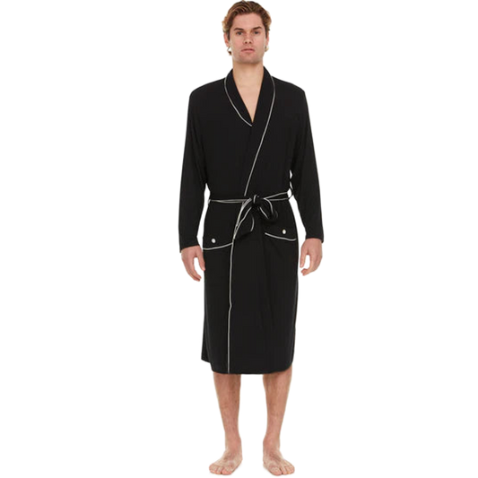 Men’s Micro Modal Robe – Black | Symmar Dream Collection