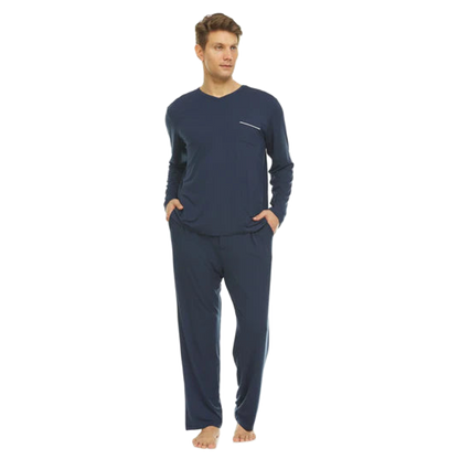 Men’s Micro Modal V-Neck Pajamas – Navy | Symmar Dream Collection