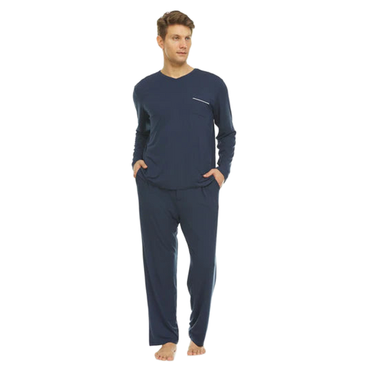 Men’s Micro Modal V-Neck Pajamas – Navy | Symmar Dream Collection