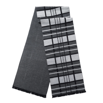 Ilmio Brushed Silk Scarf | Graphite Gridline
