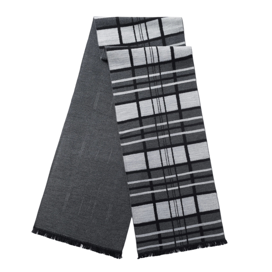 Ilmio Brushed Silk Scarf | Graphite Gridline