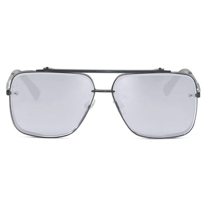 Bella -  Chrome Black Oversized Squared Aviators Sunglasses
