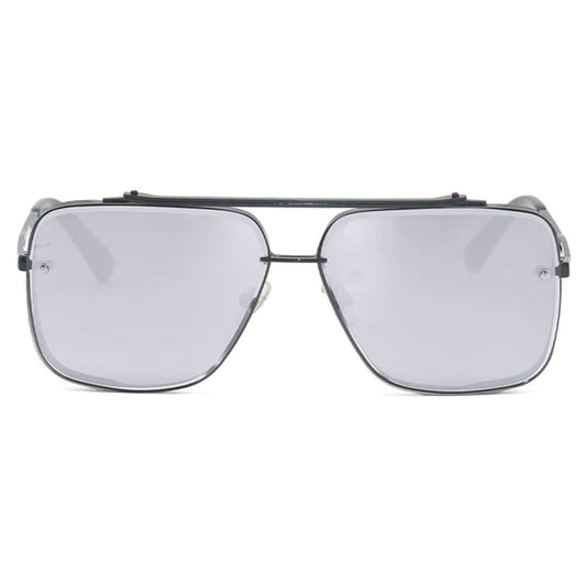 Bella -  Chrome Black Oversized Squared Aviators Sunglasses