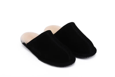 Ven Dave Leather & Beige Sheep Fur Slippers