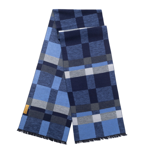 Ilmio Brushed Silk Scarf | Marine Plaid